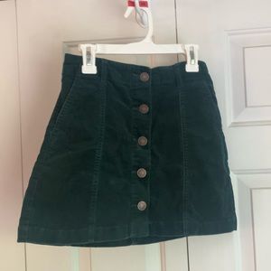 Green Button-up Mini Skirt